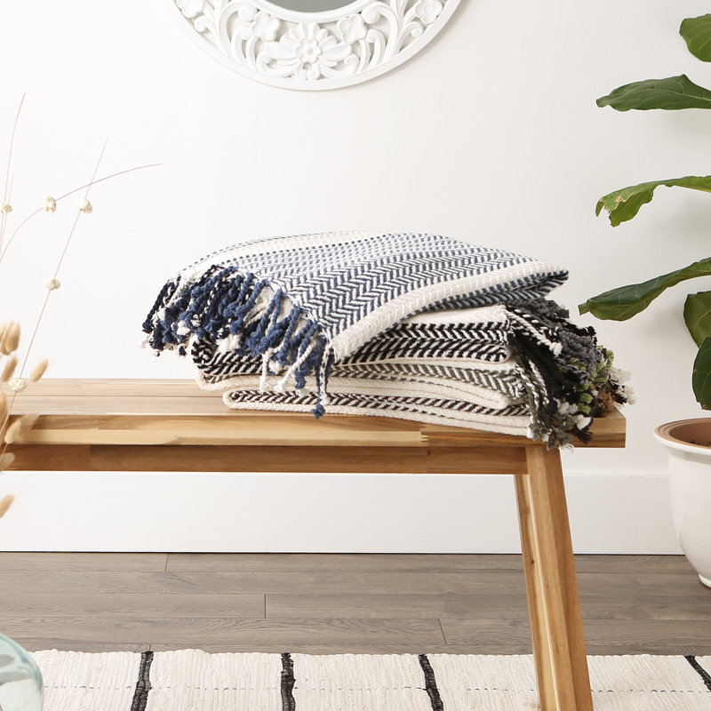 50"x60" Beige and Brown Herringbone Throw Blanket