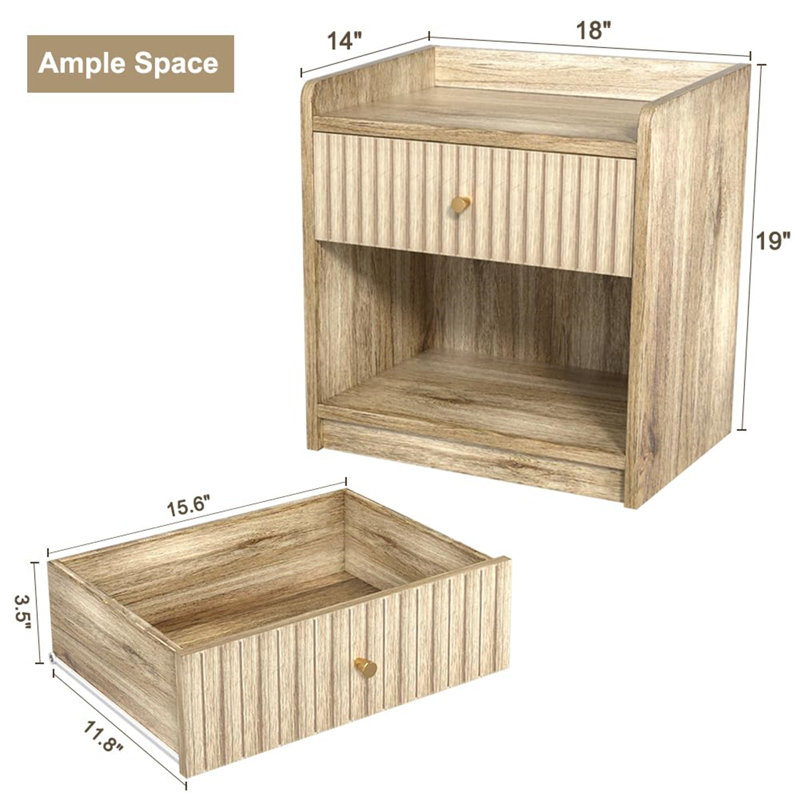 Crafa 45cm W Manufactured Wood Bedside Table