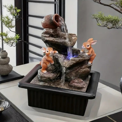 [Fontaine d'eau de relaxation] Fontaine de table de lapin pour la détente intérieure