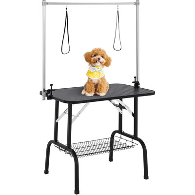 46" Dog Grooming Table, Protable Small dog Grooming Table for Dogs At Home With Height Adjustable Arms, Nooses, Mesh Tray, 330LBS Static Weight Capacity, Trimming Drying Table for Small/Large Dogs