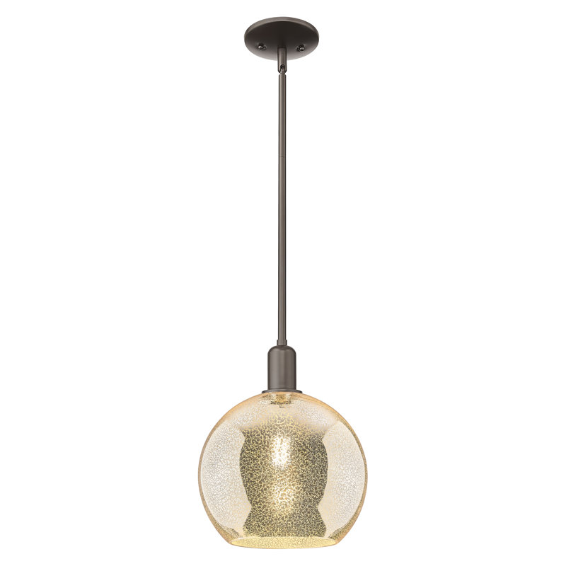 Mini-luminaire suspendu 1 lumière Arcadia - Athens, H 10,63 po x l 11,75 po x P 11,75 po, Mercure, Bronze frotté à l'huile