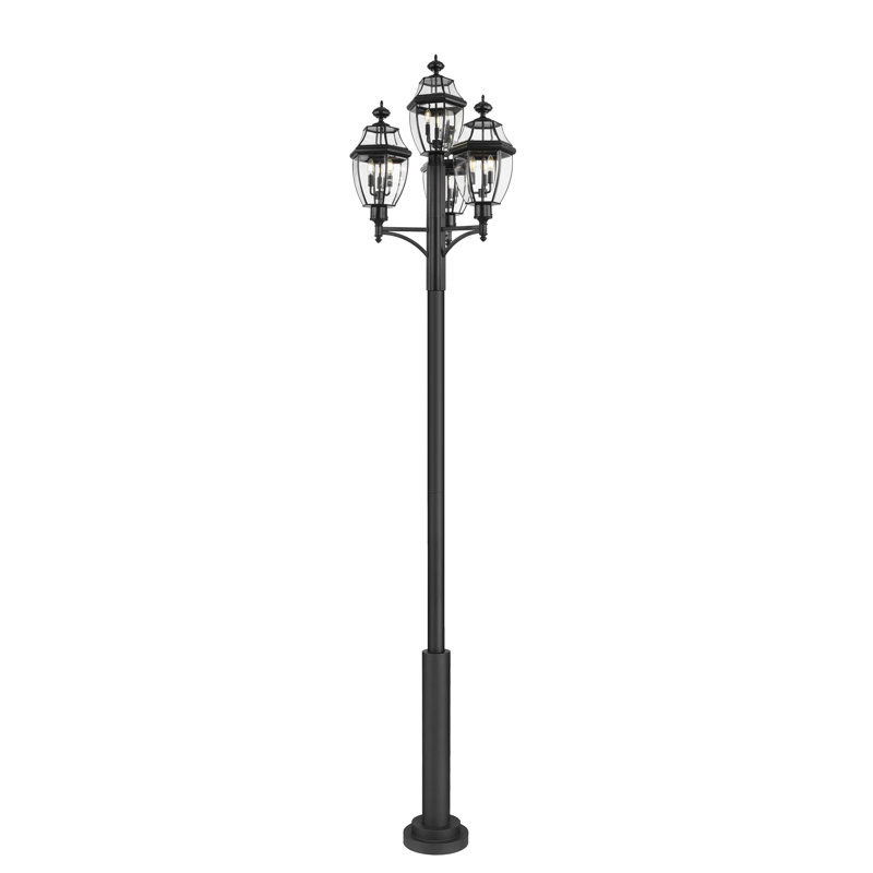 Westover 3 Light Outdoor Post Mount Fixture in Black, 138.25" H x 33.25" W x 33.25" D