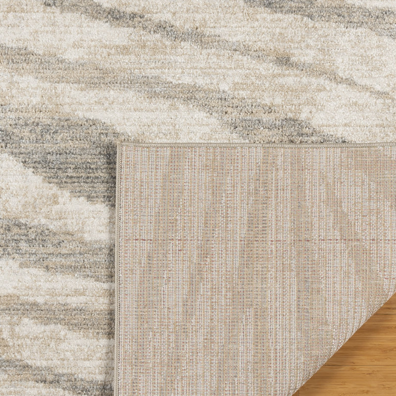 Gray and Cream Zebra Striped Synthetic Area Rug 5' x 7'