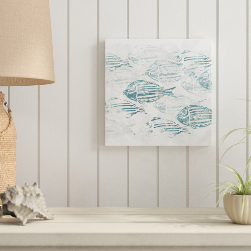 Sealife Batik II by June Erica Vess - Wrapped Canvas Painting, 30cm H x 30cm W