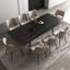 Ensemble de salle à manger 11 pièces moderne et extensible, table 94,5 po aspect marbre noir avec 10 chaises rembourrées grises, pieds fuselés-1595760714-1595760715