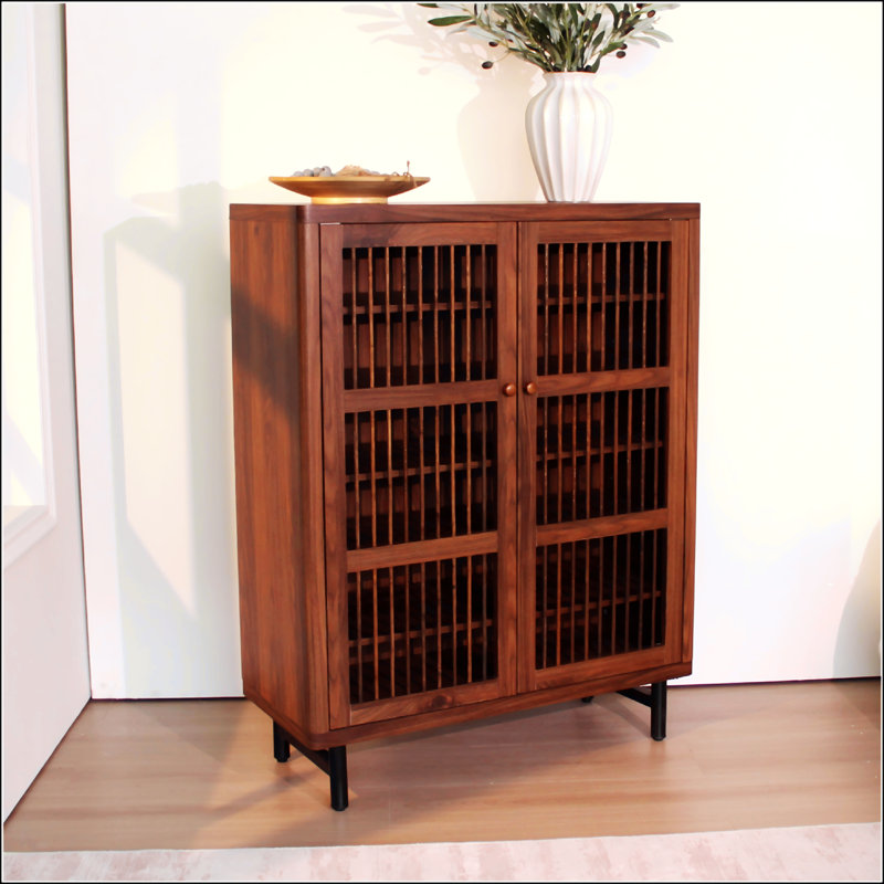 Range-chaussures avec portes à volets, organisateur de hall d'entrée à 7 niveaux avec tablettes réglables, support moderne en bois pour couloir et garde-robe