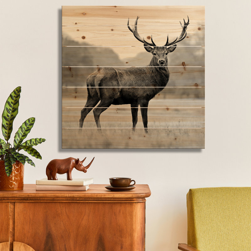Impression d'art mural en bois sur bois - Proud Deer par PhotoINC Studio