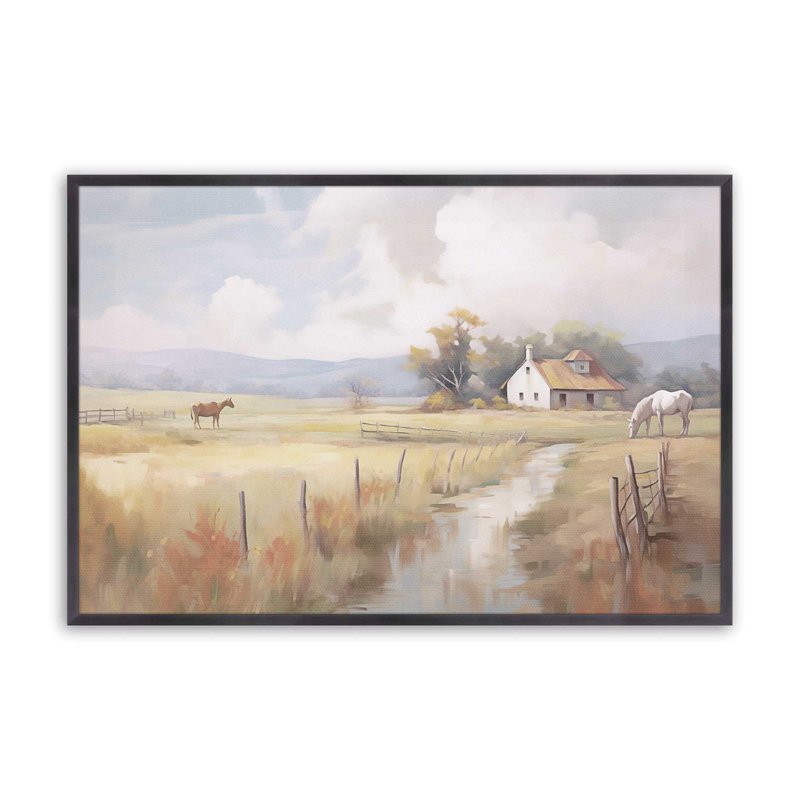 «Peaceful Farmhouse Meadow», reproduction encadrée, Zinc patiné, H 19,25 po x l 25,25 po