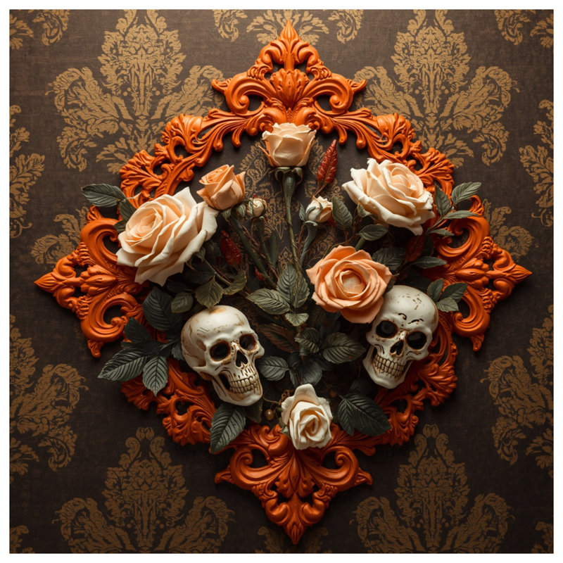 Tapis de bain Ornate Skull Roses, L 34 po x L 21 po