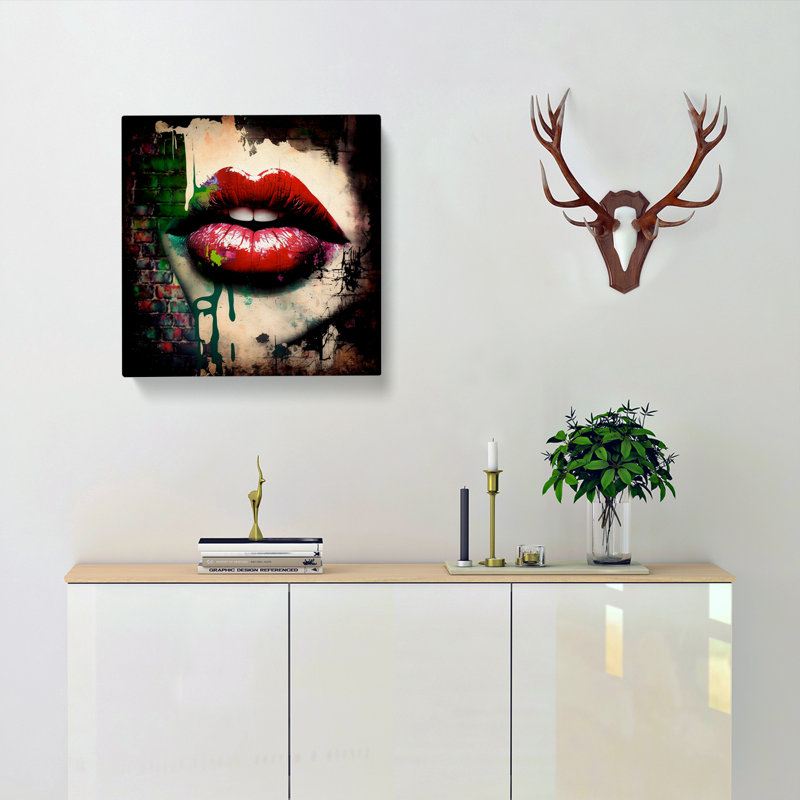 Lips Graffiti Art - Wrapped Canvas