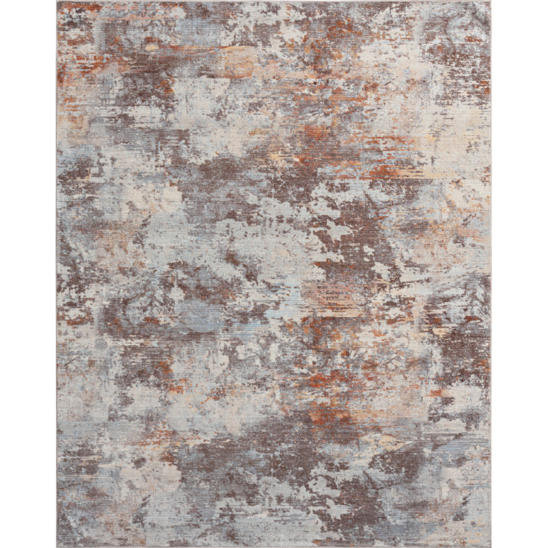 B Abstract Area Rug in Ivory, Rectangle 2' x 3'