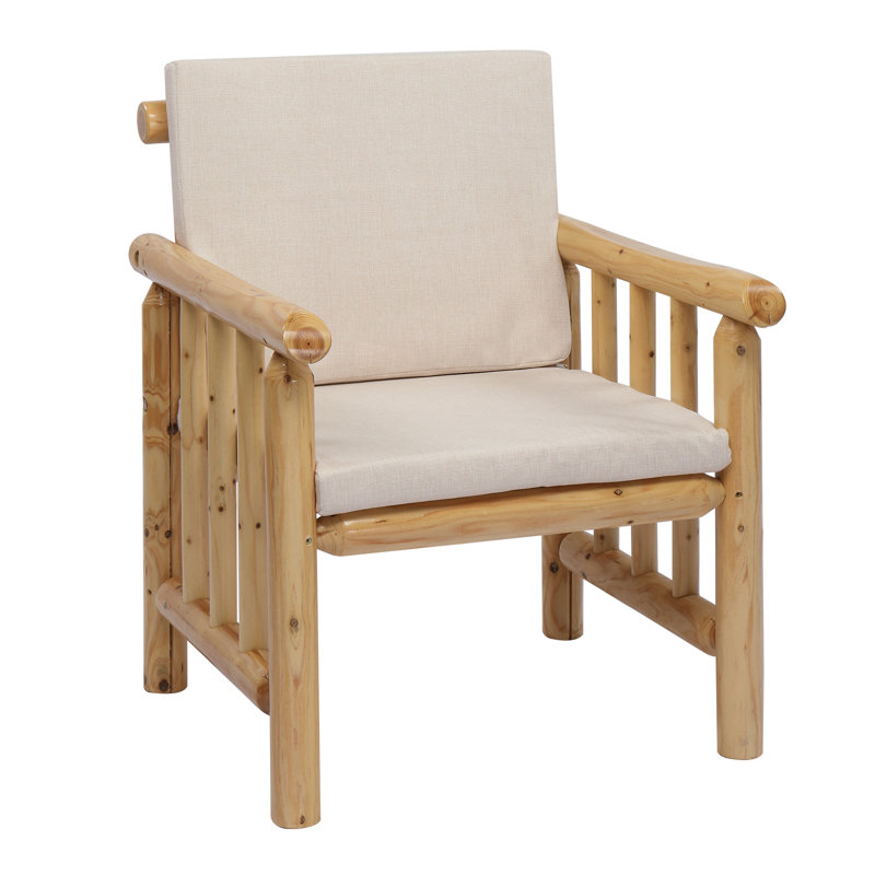 Patio Single Wood Arm Chair, Light Yellow