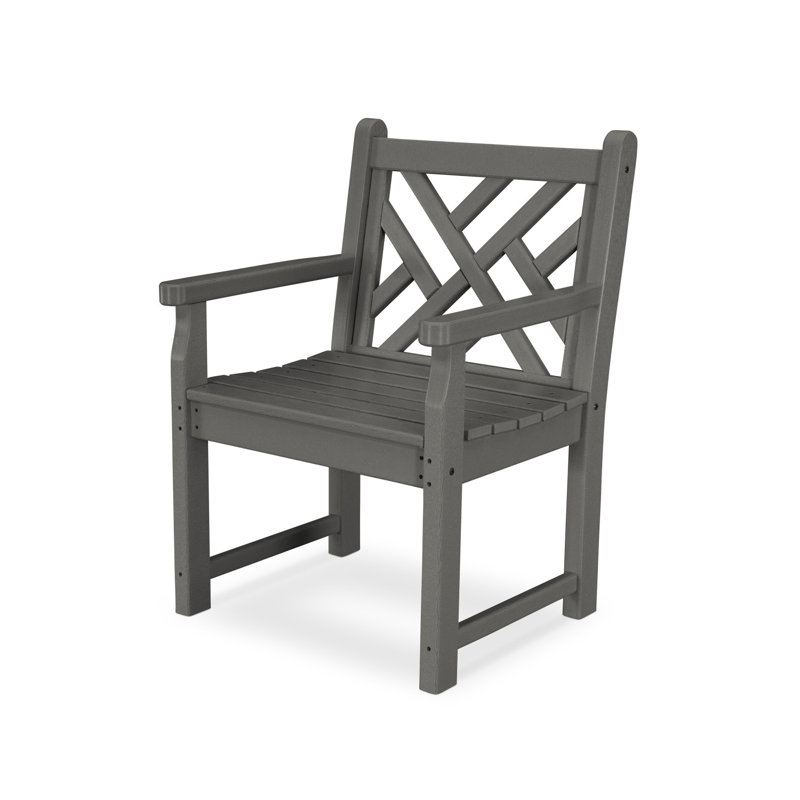 POLYWOOD Chippendale Garden Arm Chair, Slate Gray