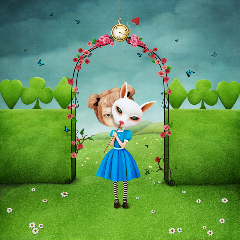 Girl And Rabbit - Wrapped Canvas Print, 122cm H x 122cm W x 3.8cm D
