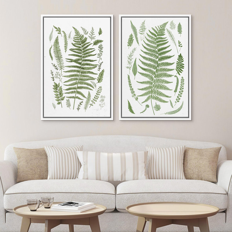 «Herbal Silhouettes Botanical Modern Art», œuvre d'art murale 2 pièces, H 24 po x l 16 po, Blanc