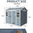 8x6 Ft Waterproof Resin Outdoor Shed - With Floor, 2 Windows, Lockable Door For Garden, Backyard, Patio Gray 6x8 Gray, With Windows & Patio, Garden-117455831