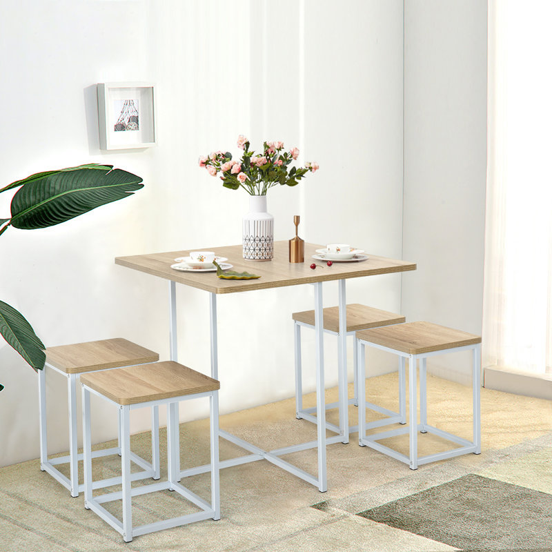 Ensemble repas 5 pièces Felício, Beige, Blanc, Blanc / Beige