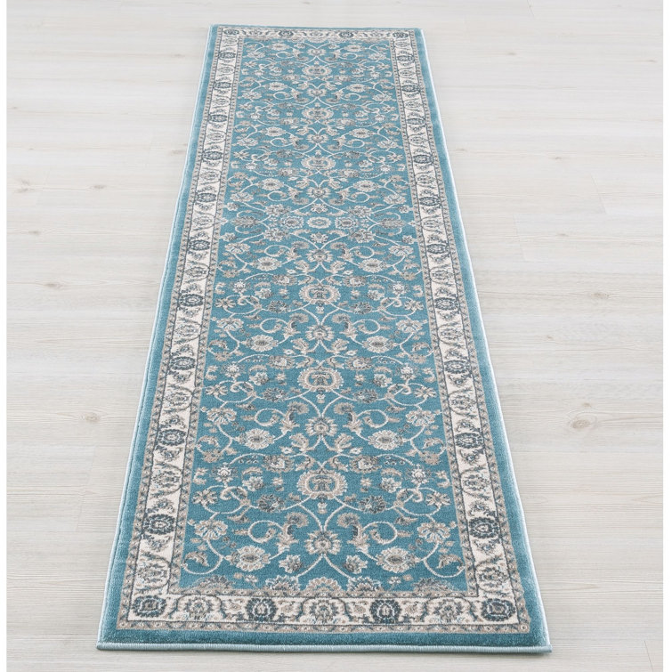 Tapis de couloir luxueux bleu Kashan