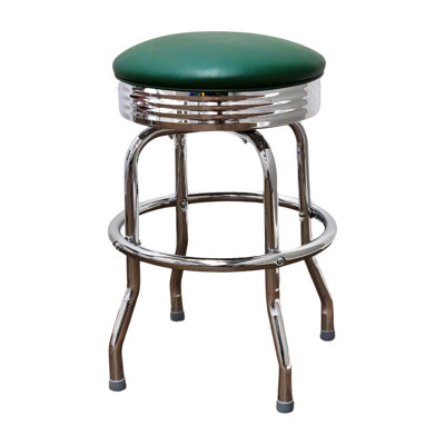 Retro Home Single Ring Chrome Pan Swivel Bar & Counter Stool