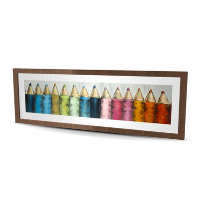 Colouring Pencils | Orange Bedroom Framed Matted Print Decor