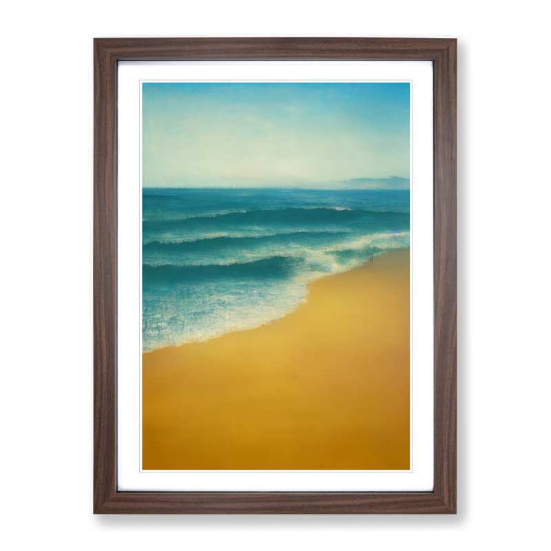 Stunning Beach - Single Picture Frame Painting, 34cm H x 25cm W x 2cm D, Walnut 