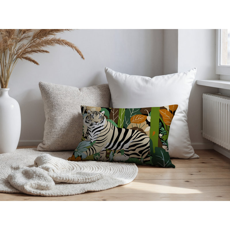 Oreiller rectangulaire réversible intérieur / extérieur Kyo Tiger, Orange, H 20 po x l 14 po