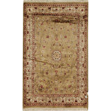 Hand-Knotted High-Quality Gold and Ivory Area Rug