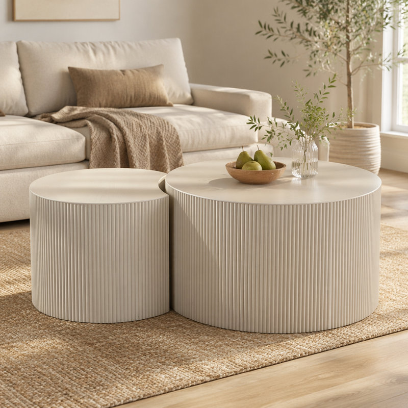 Table basse ronde en bois pour le salon et les petits espaces
