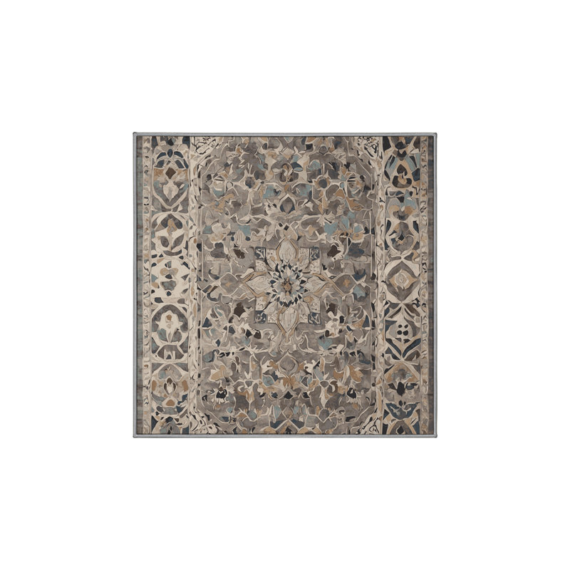 Tapis gris soyeux et moelleux, Carré 8 pi