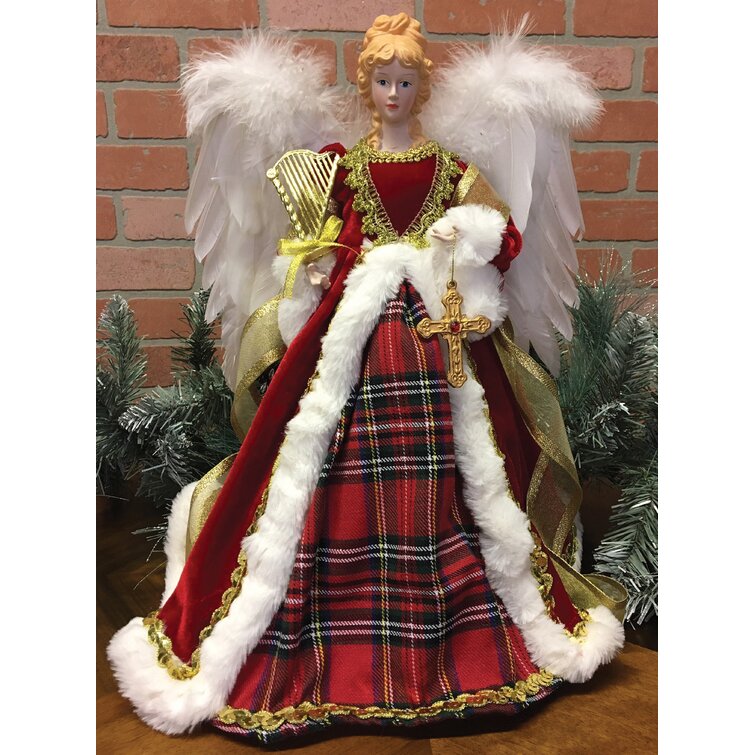 christmas angel tree topper red