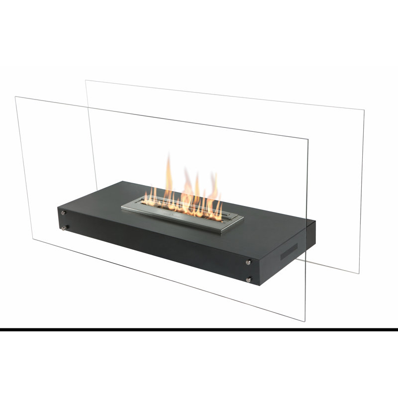 BioFlame Stainless Steel Bio-Ethanol Fireplace, 23" H x 35.5" W x 15" D