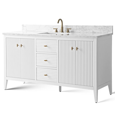 Laval 60" Single Sink Freestanding Bathroom Vanity with Engineered Marble Top