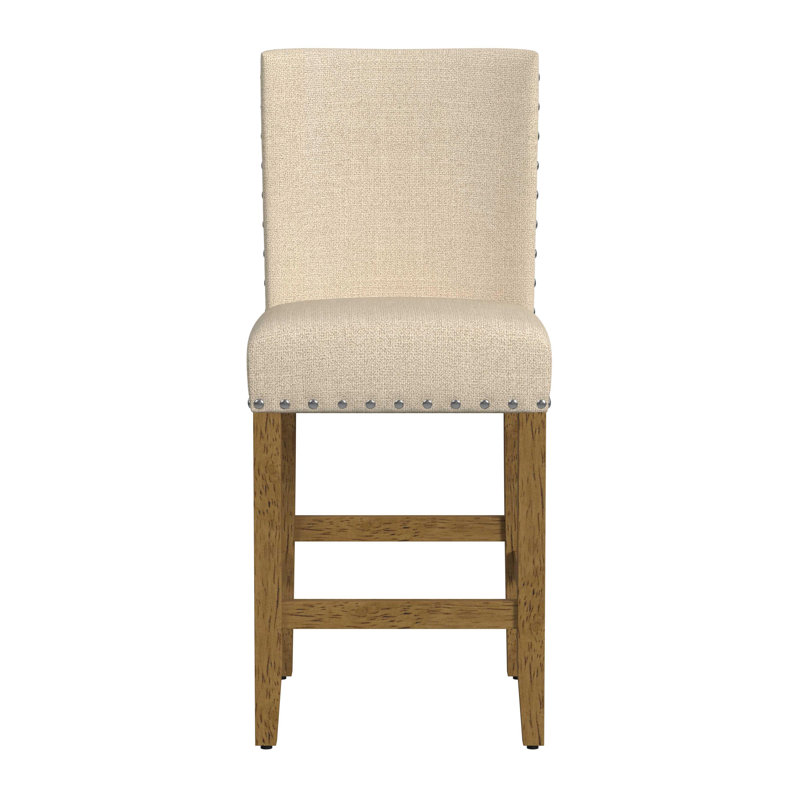 Arlene 24" Counter Stool with Nailheads, Flax Solid