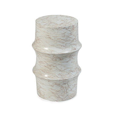 Grover Outdoor Faux Stone Sculptural Side Table - White