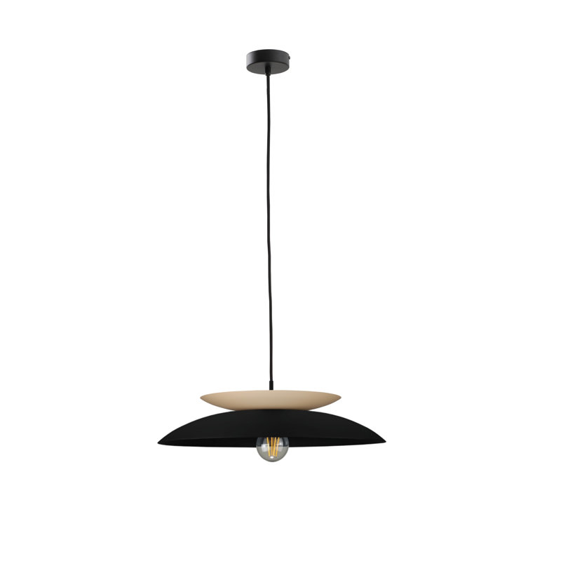 1 - Light Matte Black Dome Pendant, Black/Latte