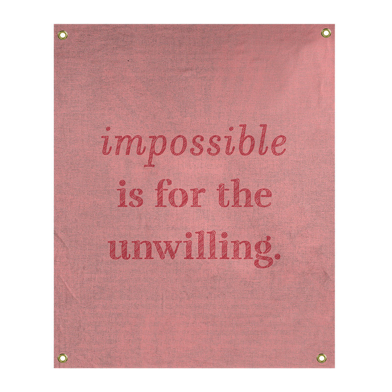 Tapisserie quote « impossible à écrire » en polyester, H 80 po x l 59 po, Rouge