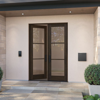 G103-SW-96 | 96" Double Door, RTA Prehung Exterior, SDL 3 Lite, Unfinished Mahogany Wood