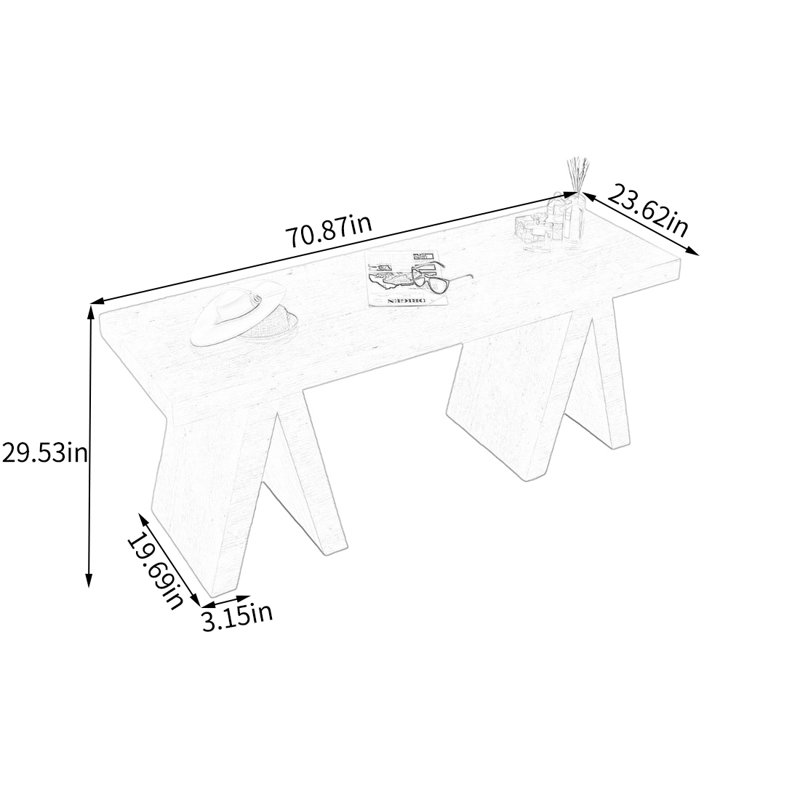 Table de présentation géométrique pour vêtements, H 29,53 po x l 70,87 po x P 23,62 po