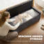 Banc de rangement avec repose-pieds, repose-pieds avec large assise rembourrée, gris foncé-704256092