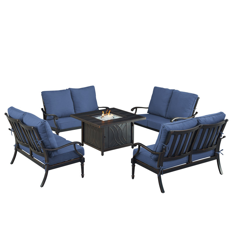 Paili Outdoor 5 - Piece Conversation Set, Blue