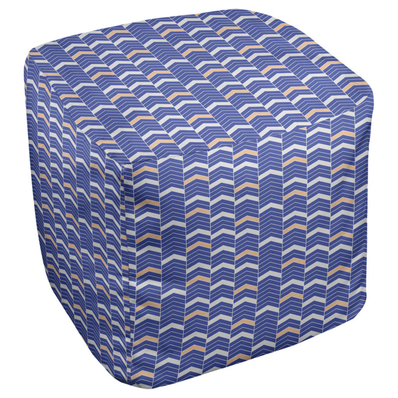 Upholstered Ottoman, Blue/Orange