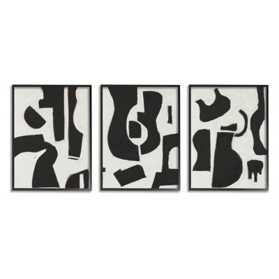 " Abstracted Guitar Shapes Traditional Black White " by Rob Delamater 3 - Pieces