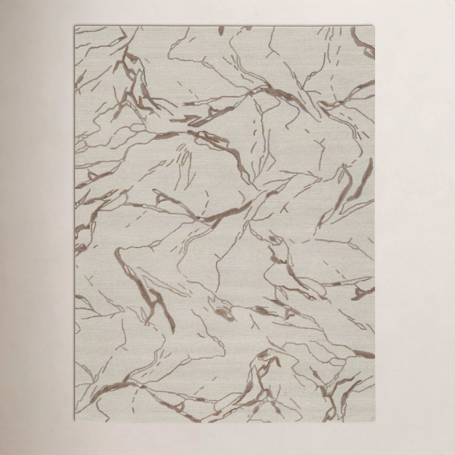 Hand-Tufted Abstract Wool Rug, Ivory, Rectangle 7'9" x 9'9"
