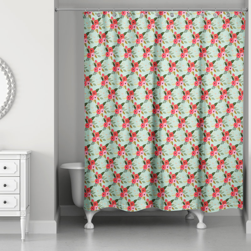 Sofiane Floral Shower Curtain, Mint