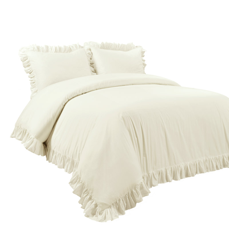 Cotton Duvet Cover Set, King Duvet Cover + 2 Shams, Ivory