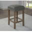 Ensemble de table de salle à manger 3 pièces de style transitionnel 1X Table 2X Tabouret Siège rembourré Garniture cloutée Port USB Finition grise et grise brossée-1077655026