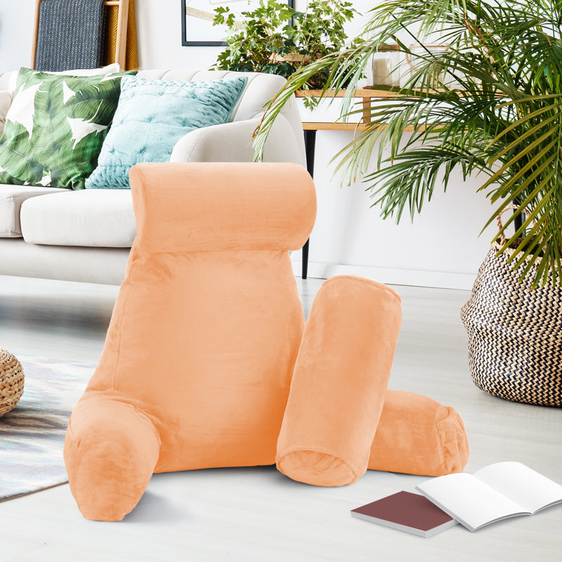 Nestl Reading Back Pillow For Reading & Bed Rest, 22" H x 36" W x 13" D, Apricot Buff Orange