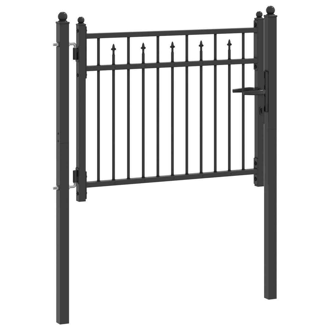 Vidaxl Fence Gate HORST Black Metal Modern Outdoor Fencing Entry Barrier Home