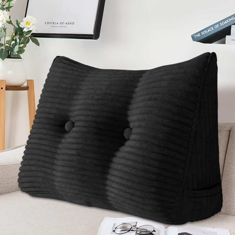 Corduroy Backrest Pillow, 50cm H x 60cm W, Black