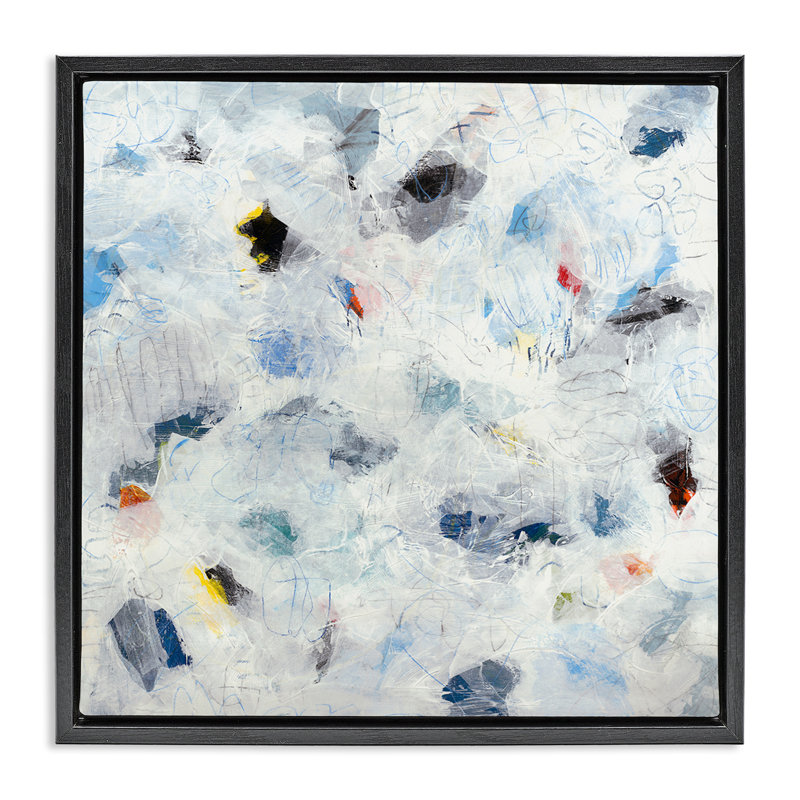 Subtle Scribbles over Abstract, Jet Black Floater Frame, 18" H x 18" W